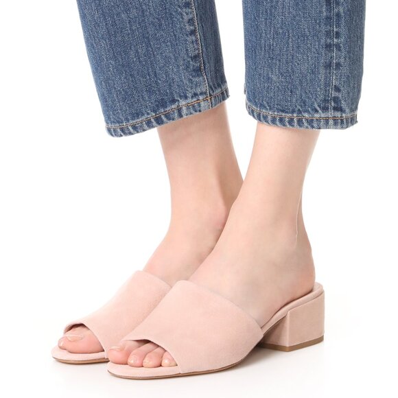 NIB Vince Rachelle 2 Suede Block Heel Mule Slide Sandals in Blush Pink - Picture 4 of 15